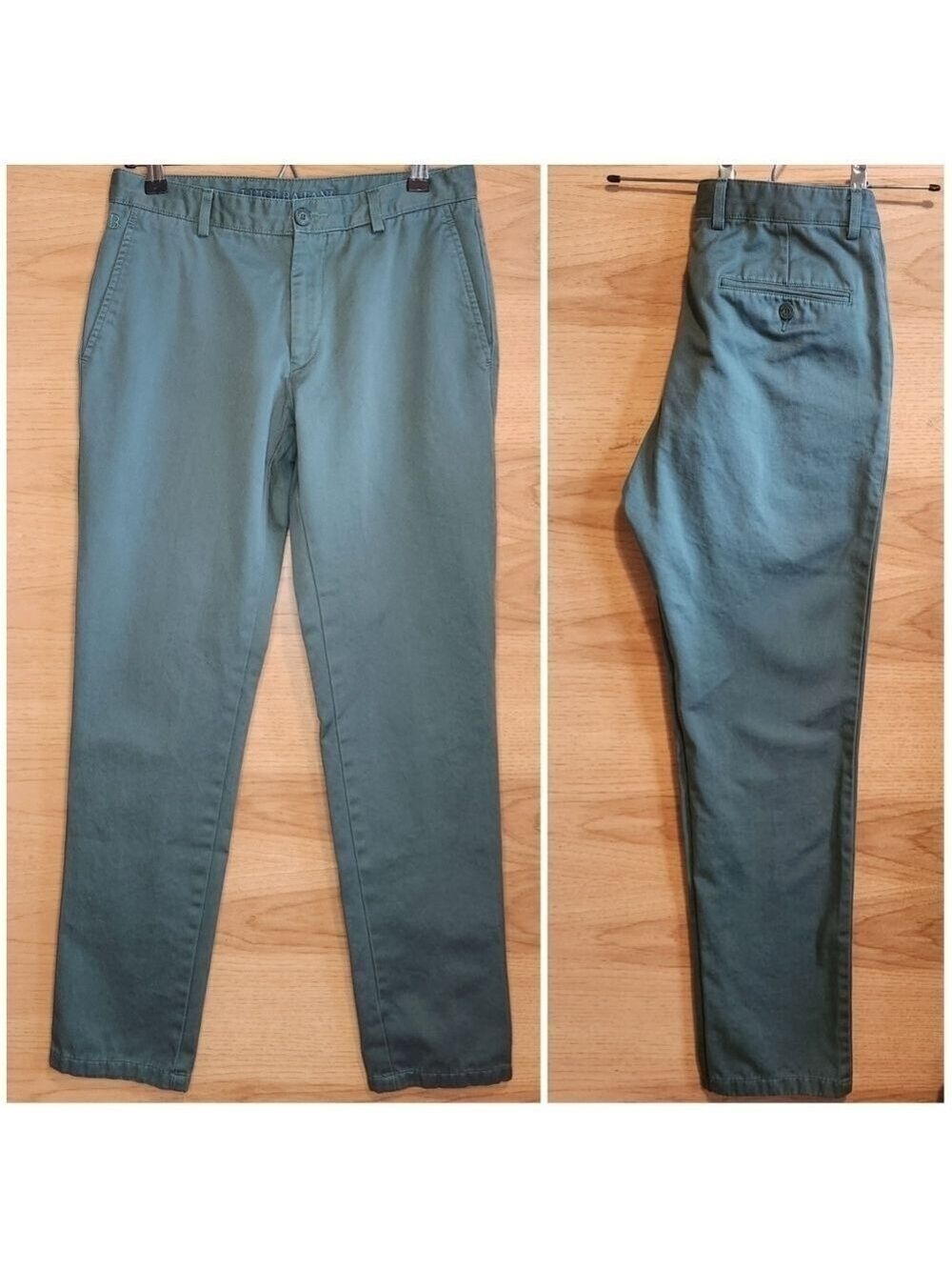 LUIGI BATANI ITALY MEN'S 100% COTTON CHINO PANT GREEN SIZE 32 ULTRA-SOFT EUC!